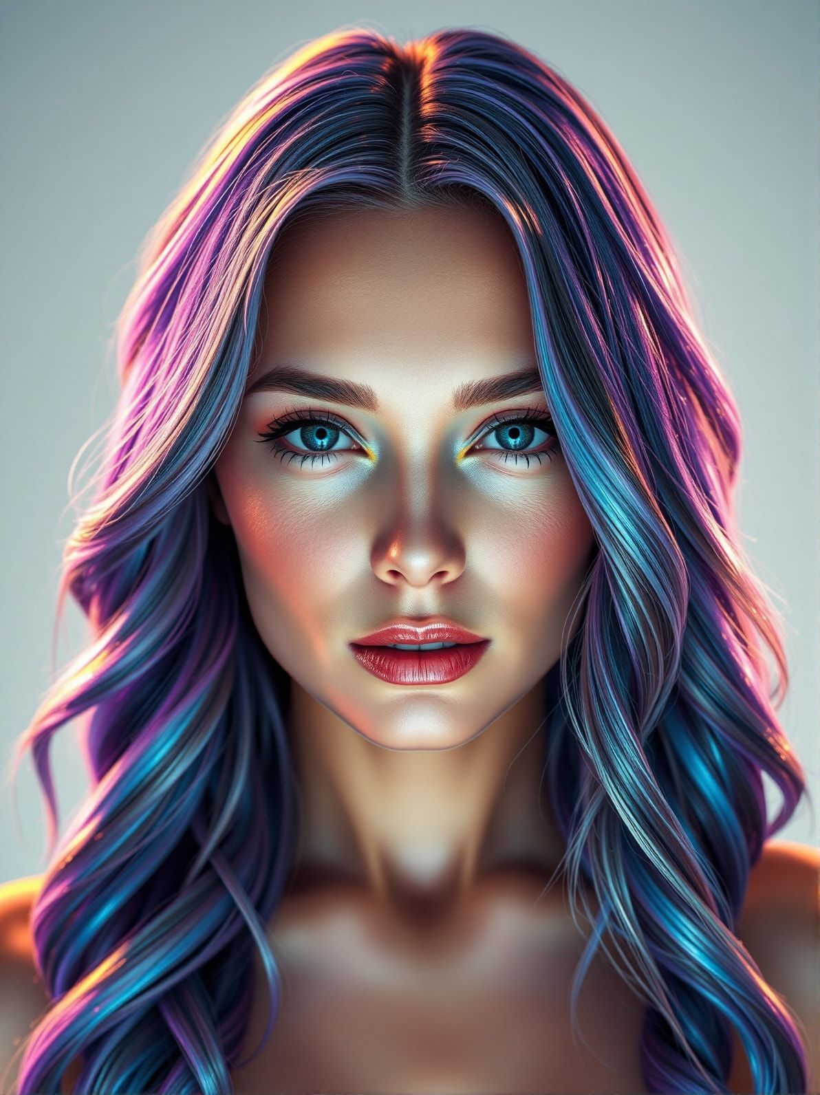 Long loose waves hairstyle cyberpunk