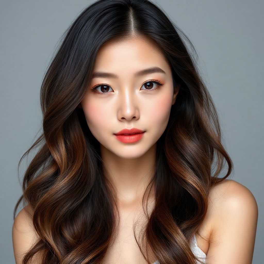 long loose waves hairstyle korean